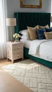 Handmade Bone Inlay Art Deco Design Movable <b>Round</b> Black <b>White</b> Coffee <b>Table</b> for Wedding Decor - Product Image 2