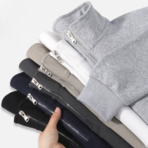 Sudadera OEM de algodón 320G para hombre, con media cremallera, cuello alto, manga raglán, corte holgado, manga larga, informal, deportiva, al por mayor - Product Image 4