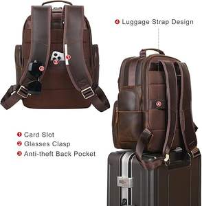 Sac à dos élégant en cuir pour le bureau, les voyages, l'école, avec compartiment pour ordinateur portable, personnalisable avec logo, vente en gros OEM - Product Image 3