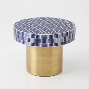 Nueva Mesa de Centro Redonda con Incrustaciones de Hueso, Mesa Auxiliar Geométrica de Mosaico Blanco y Negro Hecha a Mano, Precio Directo de Fábrica, Muebles para el Centro de la Sala - Product Image 4