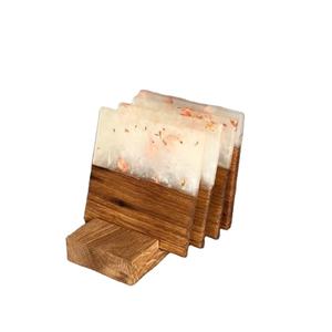 Quality Resin Coasters Set With Ocean Effect Decorative Square Round Epoxy Wood Resin Coaster by Craftsy Home En stock - Product Image 1