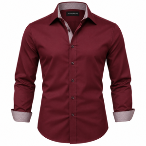Camisas de Moda para Oficina Contemporáneas, Camisas de Uniforme de Trabajo Formales de Color Sólido para Hombre - Product Image 1