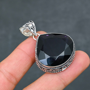 Magnifique pendentif en améthyste synthétique très prisé, en argent sterling 925, fait main, bijou statement, cadeau pour femme - Product Image 2