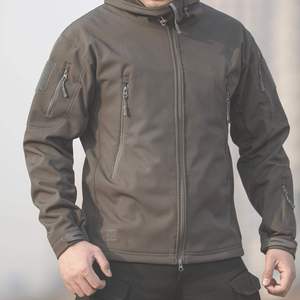 <b>Men's</b> Hooded Windproof Softshell Jacket Adjustable Cuffs <b>Sticky</b> Cap Casual Winter Wear Gray Color Regular Fit - Product Image 3