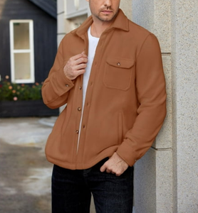 Veste en polaire tricotée imperméable pour homme, 100 % polyester, manches longues, poids moyen, fermeture éclair décontractée, coupe ample, poches - Product Image 4
