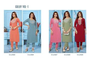 High Quality Cotton with Yoke-Embroidered Straight Long Kurti-2 Pocket Pant Pair Collection Supplier from India Woman Fashion - Product Image 2