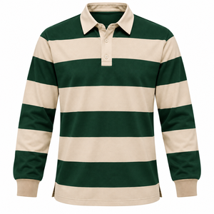 Wholesale <b>Men</b> <b>Long</b> <b>Sleeve</b> Rugby <b>Shirt</b> Heavyweight Striped <b>Polo</b> <b>Shirt</b> Contrast Collar Custom <b>Mens</b> <b>Long</b> <b>Sleeve</b> Rugby Jersey - Product Image 1