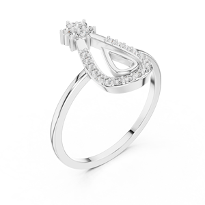 Anillo Clásico Minimalista en Forma de Hoja de Oro Amarillo Sólido de 14k con Diamantes Cultivados en Laboratorio de Corte Redondo, Regalo de Boda Clásico - Product Image 6