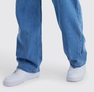 High Street Premium Quality Vintage Winter Blue Denim <b>Jeans</b> Rigid Baggy Wide Leg Washed Technics Mid Waist Plus Size Knitted - Product Image 3