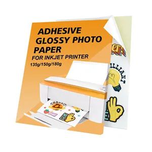 单面喷墨打印高级135GSM纸A4自粘光泽/哑光照片不干纸，用于菜单/小册子/文档