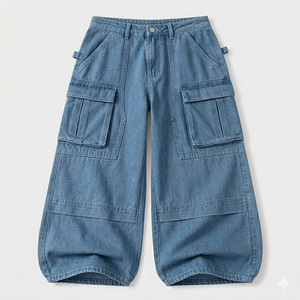 Pantalones Vaqueros Anchos Personalizables de Lavado Claro, Estilo Cargo, con Múltiples Bolsillos, Ropa Urbana de Moda Oversize - ¡Gran Venta! - Product Image 3