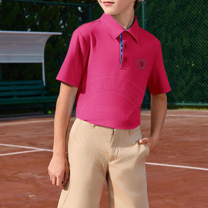 Polos de golf pour jeunes axés sur le confort, hauts à col pour garçons, vêtements de sport de golf junior, tissus extensibles, chemises athlétiques - Product Image 5