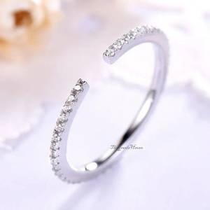 <b>Open</b> Wedding Band Women Moissanite Wedding Band Space Wedding Band Matching Band <b>Open</b> Spacer <b>Ring</b> <b>Open</b> White 925 Sterling <b>Ring</b> - Product Image 1