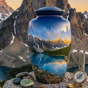 Blue Landscape Cremation Urn Memorial <b>Casket</b> Customizable Design <b>for</b> Human <b>Ashes</b> Burial Decoration - Product Image 3