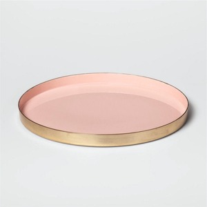 Plateau de service rond en laiton doré de luxe, plateau décoratif en acier inoxydable pour bougies, idéal pour mariages et hôtels - Product Image 2