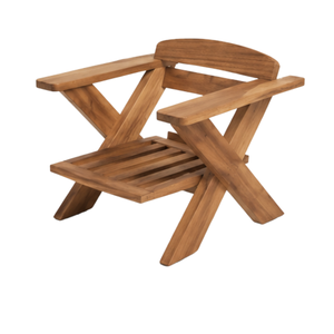 Fauteuil de salon moderne en teck massif avec coussin pour jardin extérieur, patio, hôtels et complexes hôteliers - Product Image 3