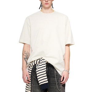 Wholesale Custom Design <b>Drop</b> Shoulder Oversized T-Shirts for Men 100% Cotton Acid Wash Henley Collar - Product Image 1