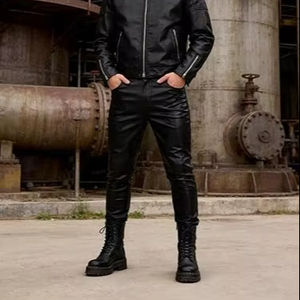 Pantalones de Cuero para Hombre, Pantalones de Cuero Masculinos Más Vendidos, Pantalones de Cuero de Primera Calidad, Color Negro - Product Image 1