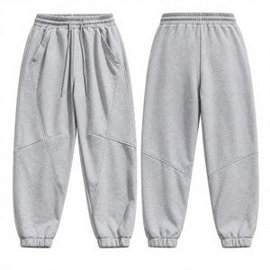 Pantalon de jogging pour homme bleu marine, taille élastique, poches latérales zippées, bas de pantalon côtelé, pantalon sportif - Product Image 4