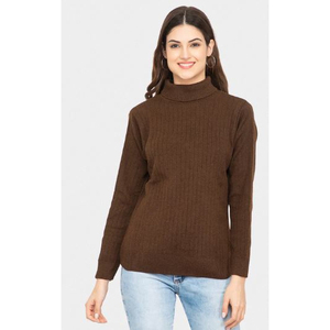 Robe pull longue élégante et décontractée à col montant épais, haut en tricot de qualité supérieure, fabriqué en Inde, prix de gros - Product Image 1
