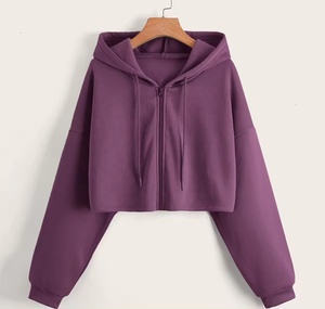 Top corto de algodón/polar para mujer, Sudadera con capucha, jersey liso en blanco, Top corto, Sudadera con capucha para mujer, Top corto de gran tamaño, sudadera informal con capucha para mujer - Product Image 1