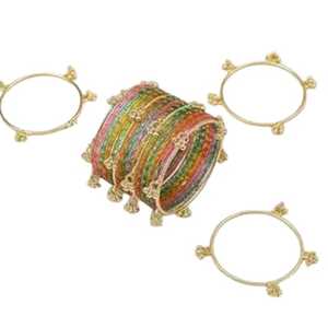 Highest Selling Viral Trendy Multicolor Golden Kashmiri Jhumki <b>Bangles</b> <b>Set</b> Bridal Wedding Party Wear Premium Wholesale Price - Product Image 1