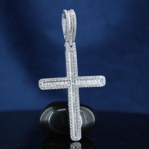 Original Men Iced Out Moissanite Cross Pendant VVS1 GRA Certified 925 Sterling Silver Trendy Gold Plated - Product Image 3