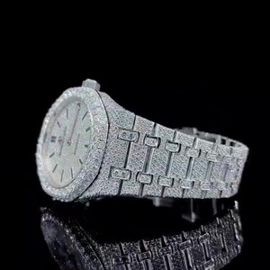 Reloj de Lujo con Cristales de Zafiro y Moissanita, Movimiento Mecánico, Esfera con Agujas de Acero Inoxidable, Totalmente Adornado, Estilo Vintage - Product Image 4