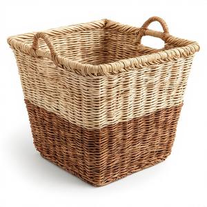 Panier en jonc de mer naturel tressé à la main de qualité supérieure avec poignées durables pour un rangement élégant de la cuisine, une organisation magnifique et un style moderne. - Product Image 5