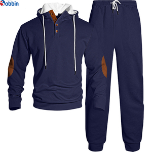 Top Trend Men Clothes Outfit Men's White Hooded Tracksuit <b>Set</b> Solid Color Casual Wear with Brown Patches & Drawstring Closure - Product Image 3