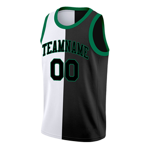 Maillot de basket vert et noir à design bicolore avec nom d'équipe stylisé, numéro et nom de joueur personnalisés, uniformes de football - Product Image 3