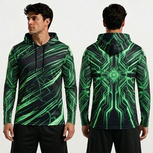 Dark <b>Red</b> Linear Pattern Sublimation Sports Hooded Shirt <b>High</b> Quality Polyester Breathable Performance Shirts - Product Image 5