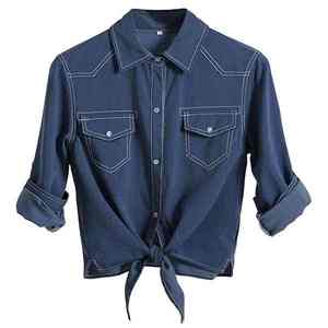 Las opciones de lavado en azul claro y oscuro brindan una amplia gama de posibilidades de estilo para las mujeres a la moda y blusas vaqueras para damas. - Product Image 1