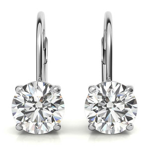 Wholesale IGI Certificate Round Classic 18k/22k/24k SOLID Round Lab Grown Diamond Basket <b>Leverback</b> <b>Earrings</b> For Women Wear - Product Image 1
