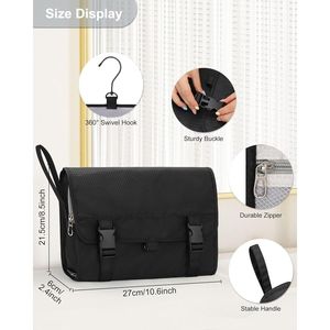 Borsa da Toilette Portatile con Gancio e Porta Pennelli per il Trucco, Ideale per Viaggi - Product Image 1
