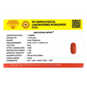 Natural Red Coral Oval Cabochon Loose Gemstone 6.54 Carat Certified Wholesale - Product Image 4