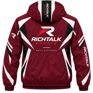 OEM Custom Service High Quality Eco-Friendly Breathable Quick Dry <b>Fleece</b> Polyester/Cotton Hooded Winter Bomber Jacket <b>Zipper</b> Men - Product Image 3