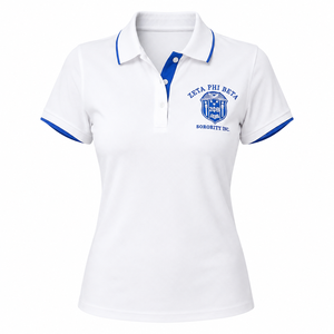 เสื้อโปโลผ้าฝ้ายสำหรับผู้หญิง Zeta Phi Beta ปักอักษรกรีก เสื้อผ้าชมรมนักศึกษาแบบกำหนดเอง ขายส่งเสื้อยูนิฟอร์มชมรมนักศึกษา - Product Image 1