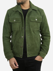 Green Sheep Skin Waterproof Quick Dry Quilted Utility Jacket Men <b>Zipper</b> Full Sleeve Winter Wear - Product Image 3