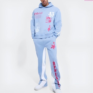 Ensemble de survêtement pour homme avec sweat à capuche et pantalon de jogging, broderie intégrale, streetwear décontracté, coupe ample, vêtements d'hiver, logo personnalisé, vente en gros - Product Image 1