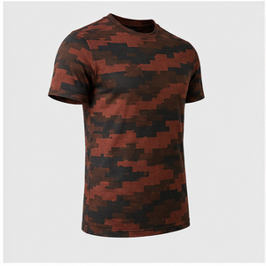 Camiseta de Manga Corta para Hombre con Estampado de Camuflaje Escalonado Rojo Ladrillo Personalizado, Cuello Redondo, MTS-CAMO-0044 - Product Image 2