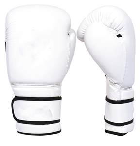 Gants de boxe en cuir véritable personnalisés en gros, blanc uni, pour entraînement professionnel, sparring, équipement de Muay Thai, OEM - Product Image 1