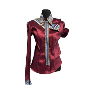 Tela de tafetán elástica hecha a mano Cowgirl Western Show Shirt - Product Image 1