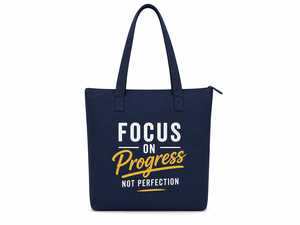 AMANI 300GSM Solid Navy Blue <b>Canvas</b> <b>Tote</b> Bag Large Capacity Eco Friendly Reusable Custom Logo Zip Closure Heavy Duty - Product Image 1