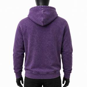 Sudadera con Capucha para Hombre, Lavado Ácido, Material de Felpa de Algodón Suave, Corte Holgado, Efecto Lavado, Bolsillo Canguro, Cómoda y Casual - Product Image 2