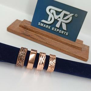 Bague de thérapie magnétique en cuivre à motif texturé, faite à la main, large, bijou artisanal de déclaration, moderne, antique, traditionnel - Product Image 3