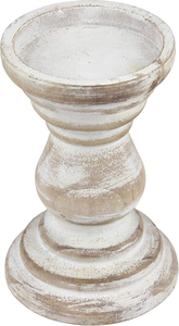Porte-bougie pilier en bois blanc antique, support de bougie pilier vintage style bord de mer, support de bougie rustique côtier, centre de table décoratif - Product Image 4