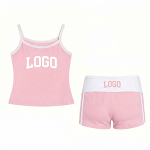 Ensemble 2 pièces de sport et de détente pour femmes, débardeur et short, personnalisable avec logo OEM, pour la fabrication en gros - Product Image 4