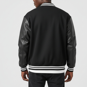 Wholesale Luxury Letterman Winter <b>Jacket</b> with Stand Collar <b>Patchwork</b> Design Customizable OEM Services & Branding Support - Product Image 6