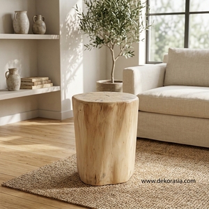 Modern Round Wooden Ottoman <b>Stool</b> Customizable Natural Wood Seat Living Room Home Hotel Bar Apartment Villa Decorative Furniture - Product Image 6